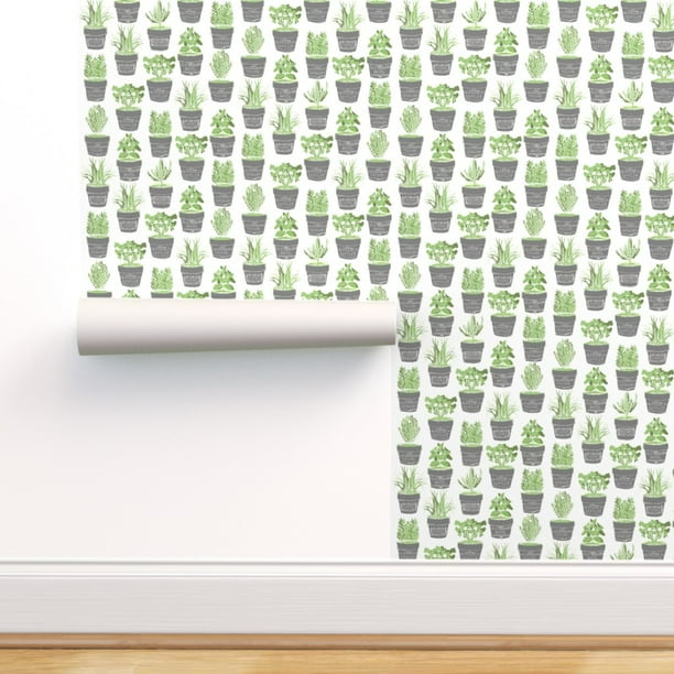Herbs Green Custom Printed Removable Self Adhesive Wallpaper Roll by Spoonflower Herbs Wallpaper Herbs In Chalkboard Pots By Bubbledog